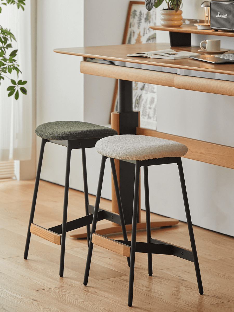 Cherry wood steel leg counter chair