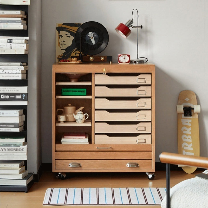 Cherry wood shutter cabinet
