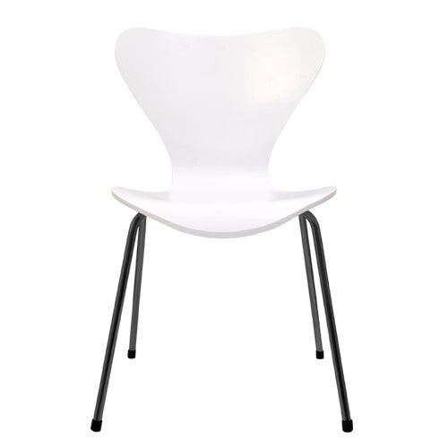 Modern wooden seat steel legs stackable dining seven chair
