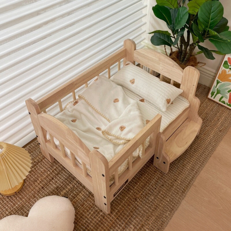 Country style wooden pet bed