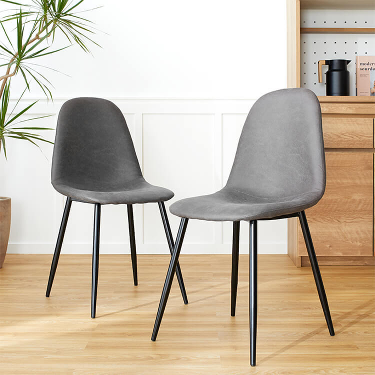 Set of 2 dining chairs, industrial, vintage style, steel legs
