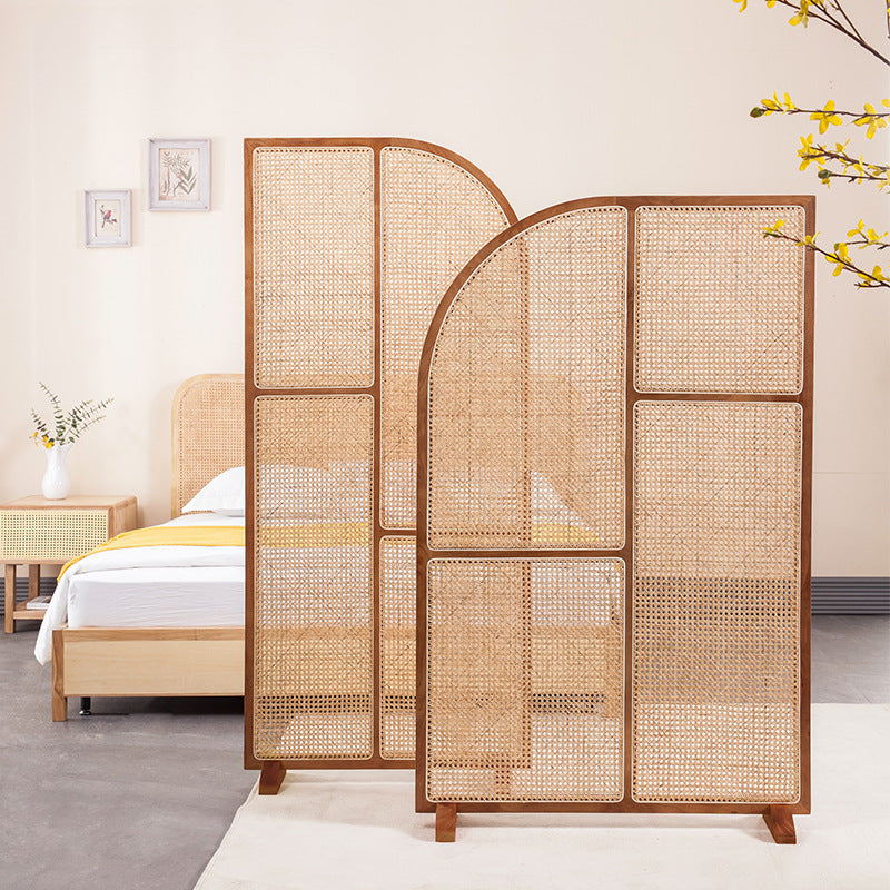 Wooden Rattan Folding Screen
