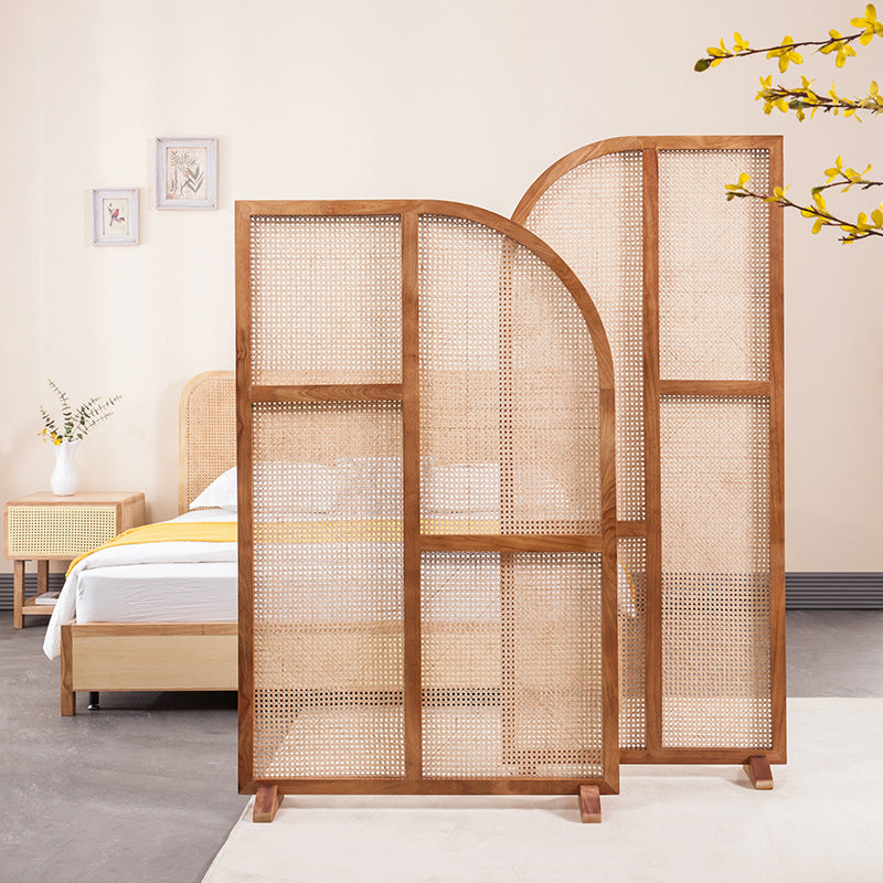 Wooden Rattan Folding Screen