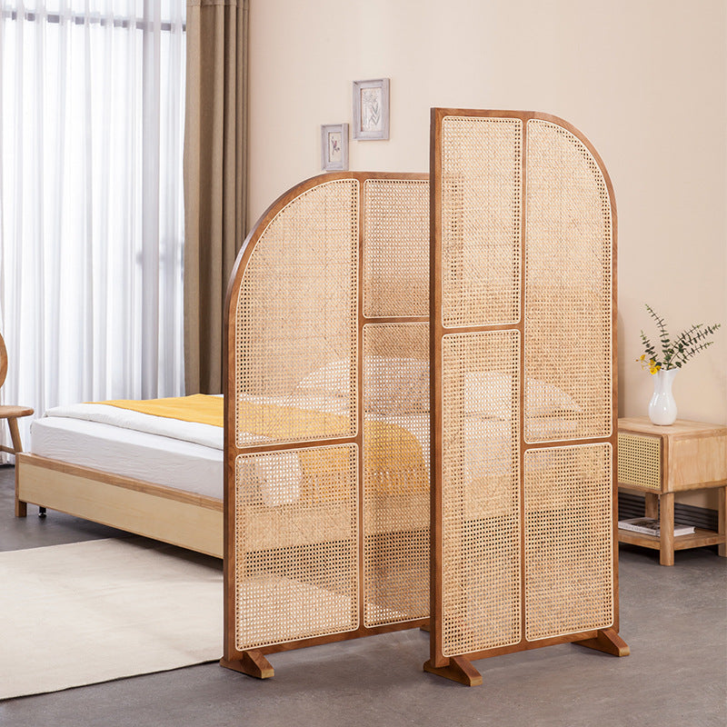 Wooden Rattan Folding Screen