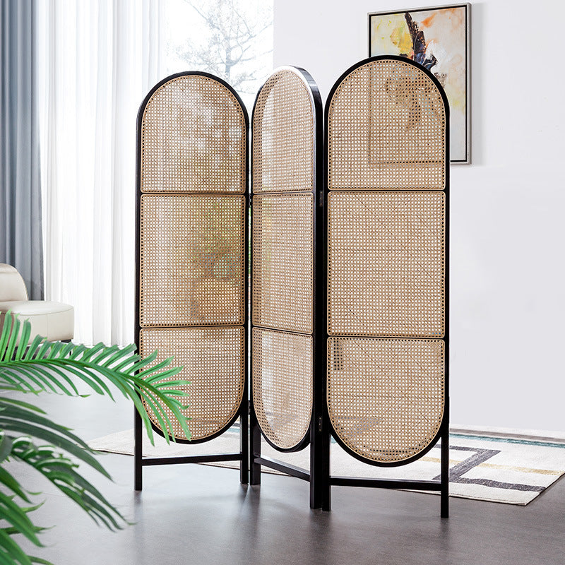 Rattan folding screen