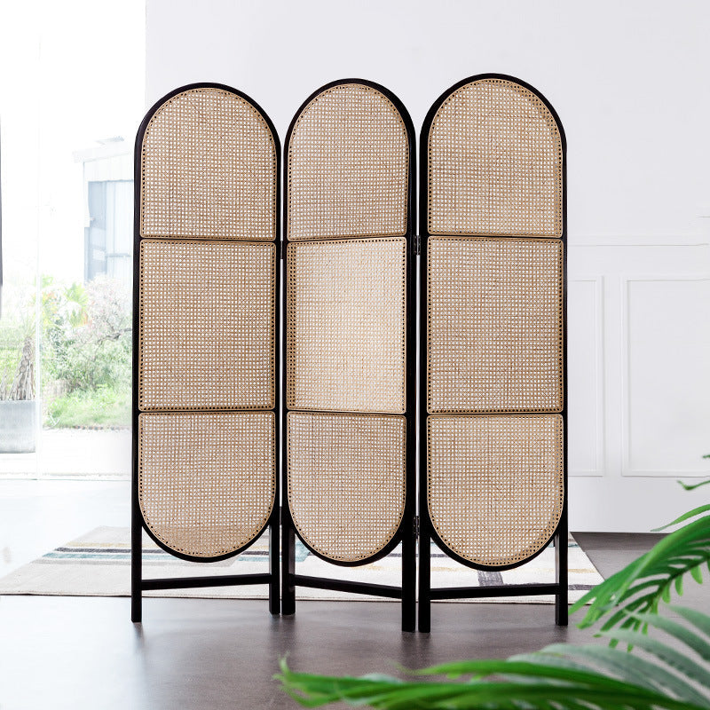 Rattan folding screen