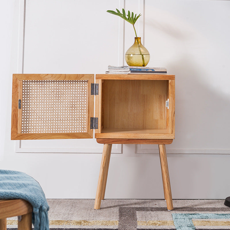 Rattan style wooden magazine rack