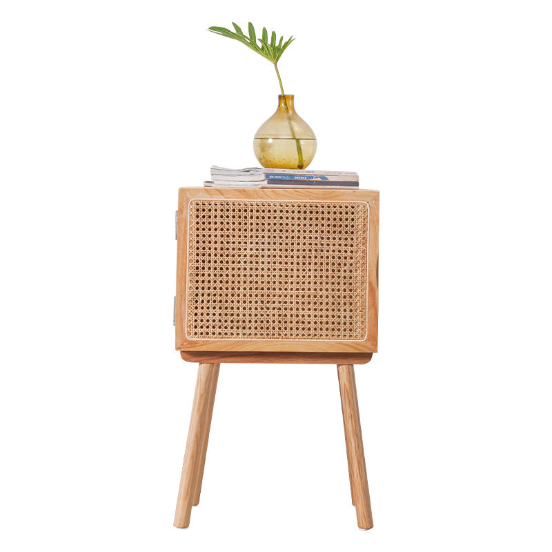 Rattan style wooden magazine rack