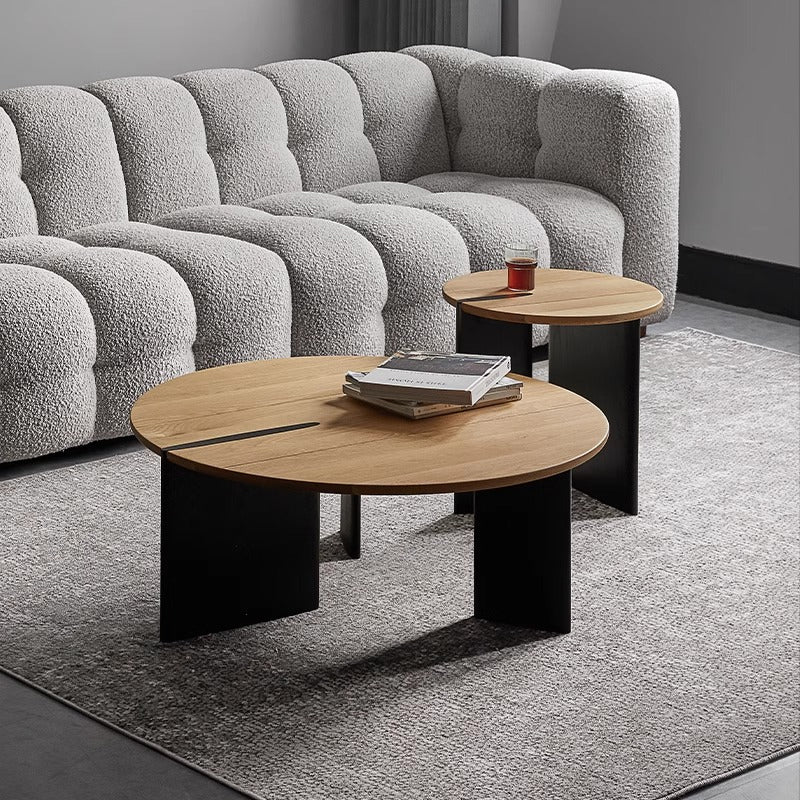 White oak bicolor round tea table