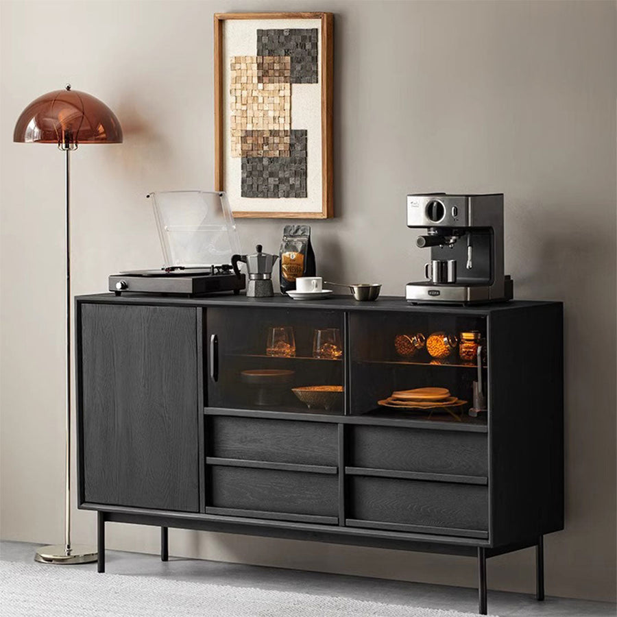 White ash wood natural wood black kitchen board