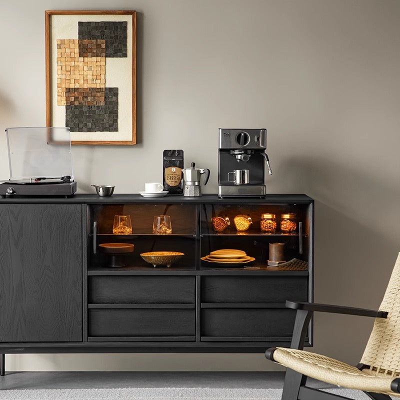 White ash wood natural wood black kitchen board
