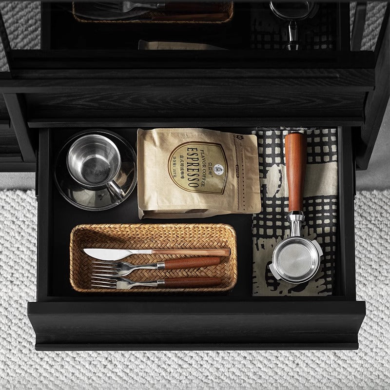 White ash wood natural wood black kitchen board
