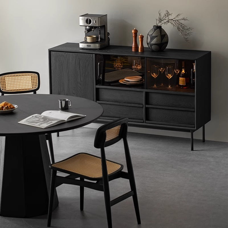 White ash wood natural wood black kitchen board