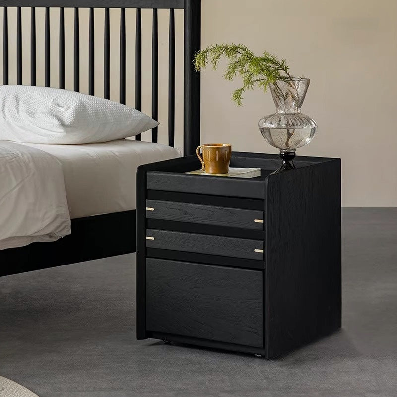 White ash movable side cabinet