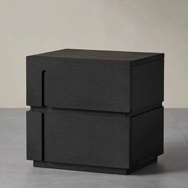 White ash wood modern black night table