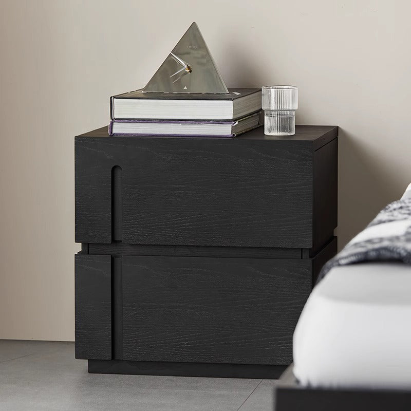 White ash wood modern black night table
