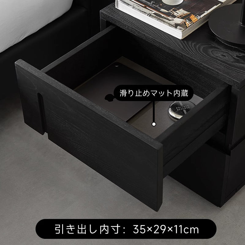 White ash wood modern black night table