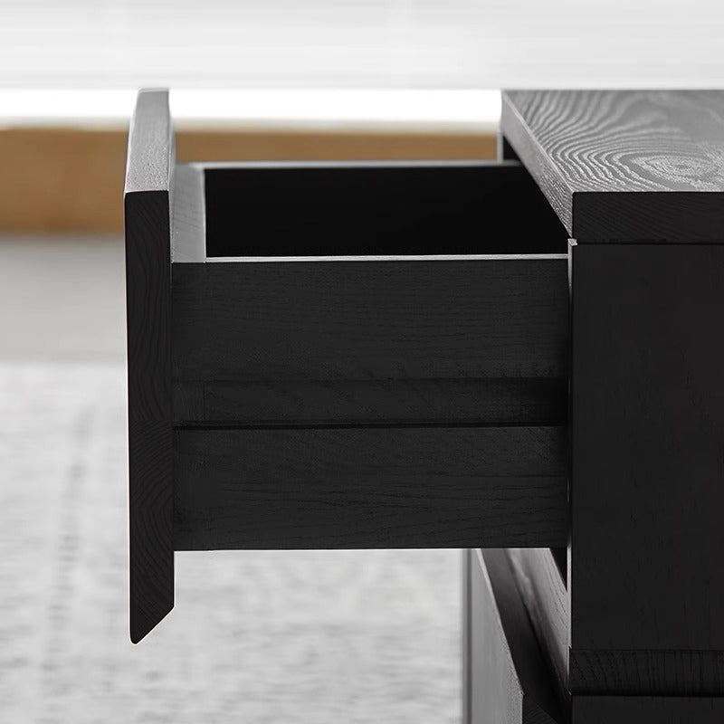 White ash wood modern black night table