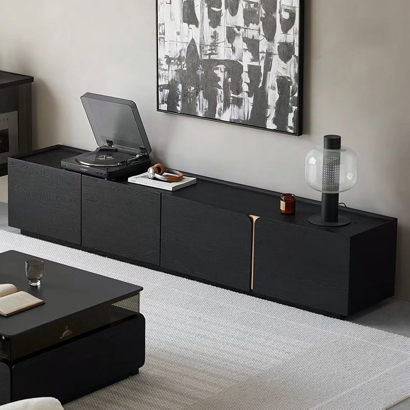 White ash wood natural wood black TV board