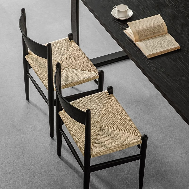 White ash paper cord dining chair