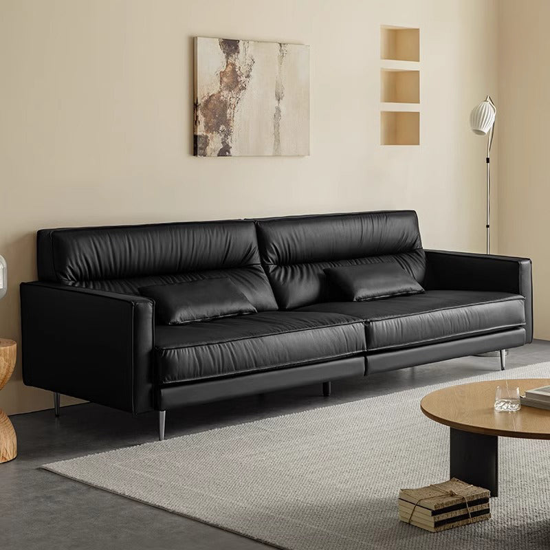 Genuine leather black sofa