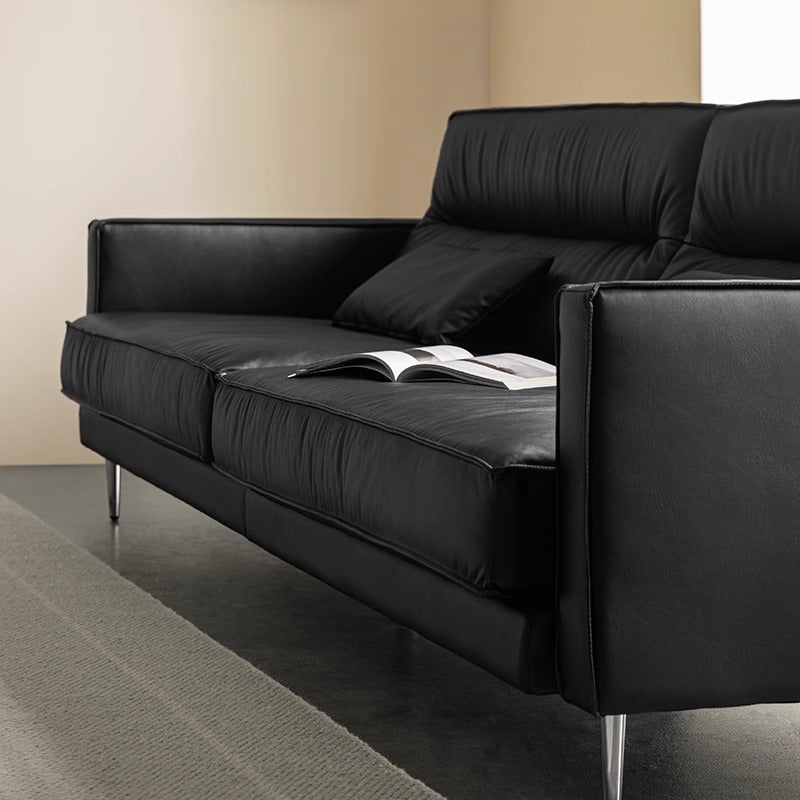 Genuine leather black sofa