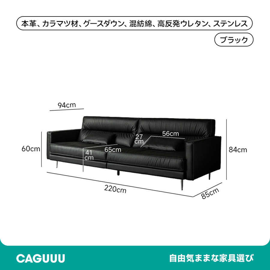 Genuine leather black sofa