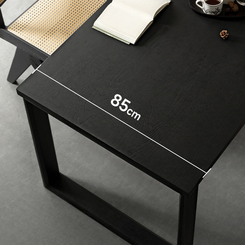 White Ash Black Square Dining Table