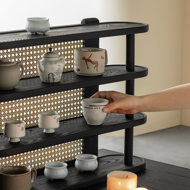 White Ash Rattan Style Shelf