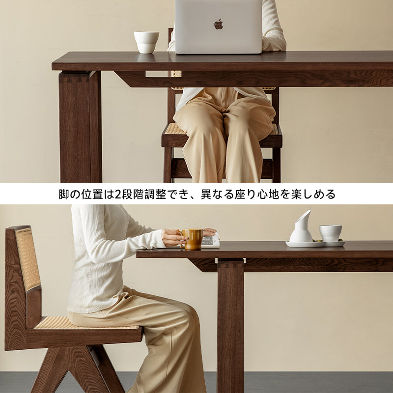 ホワイトアッシュ材 ブラウンスクエアダイニングテーブル