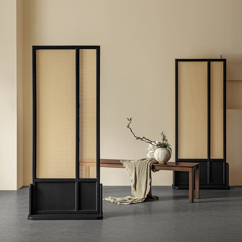 White ash rattan style partition