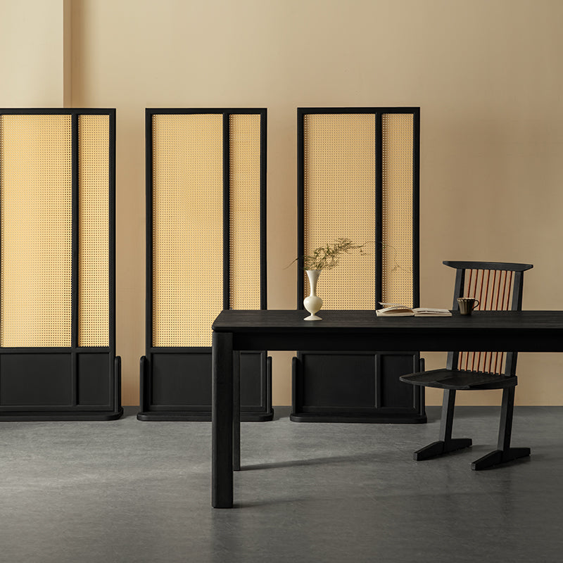 White ash rattan style partition