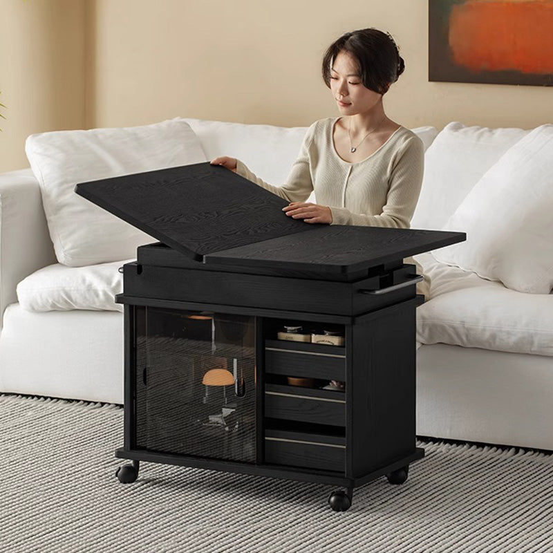 White ash wood modern lift-up low table