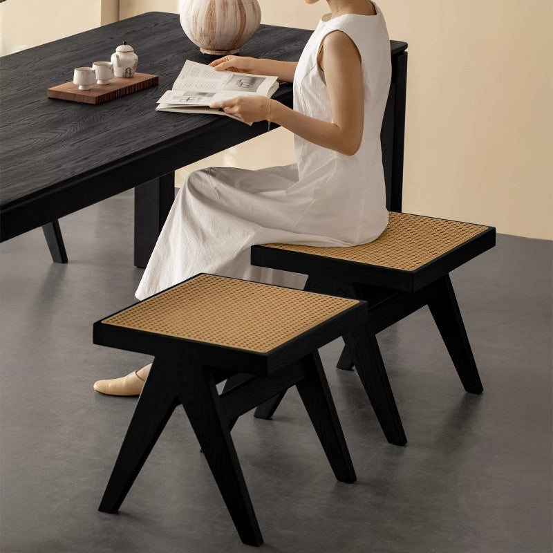 White ash rattan wooden stool