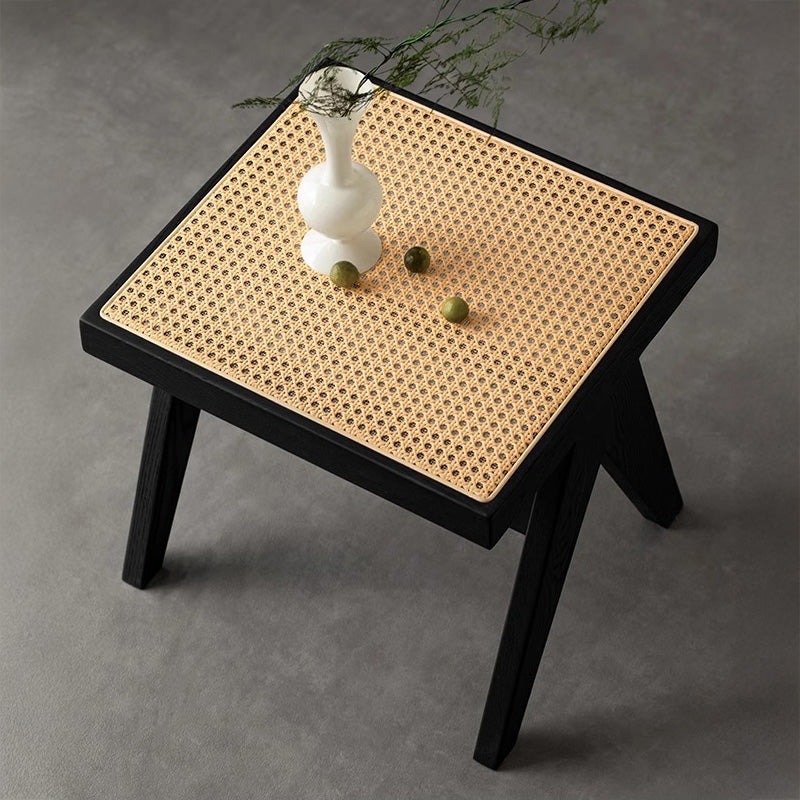 White ash rattan wooden stool
