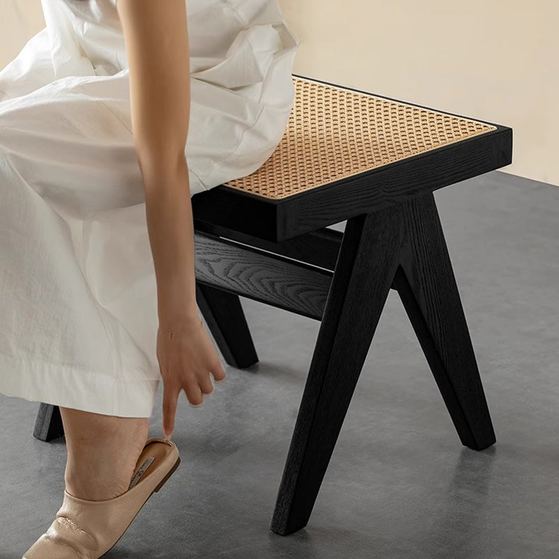 White ash rattan wooden stool