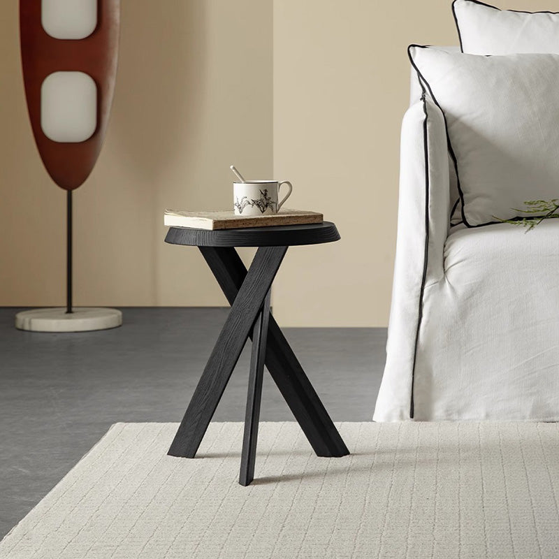 White ash wood bonfire-shaped wooden side table