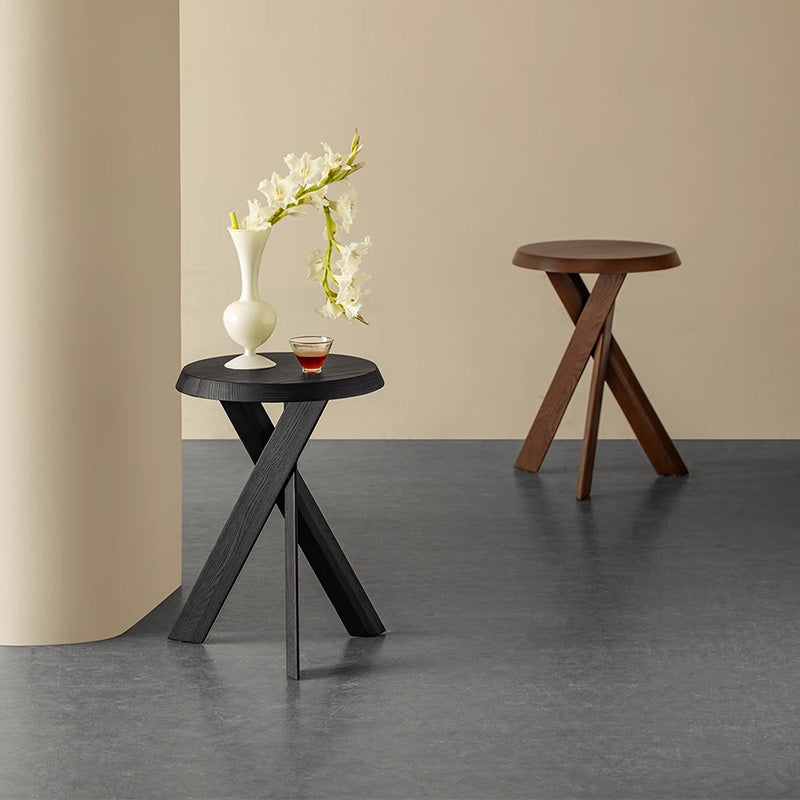 White ash wood bonfire-shaped wooden side table