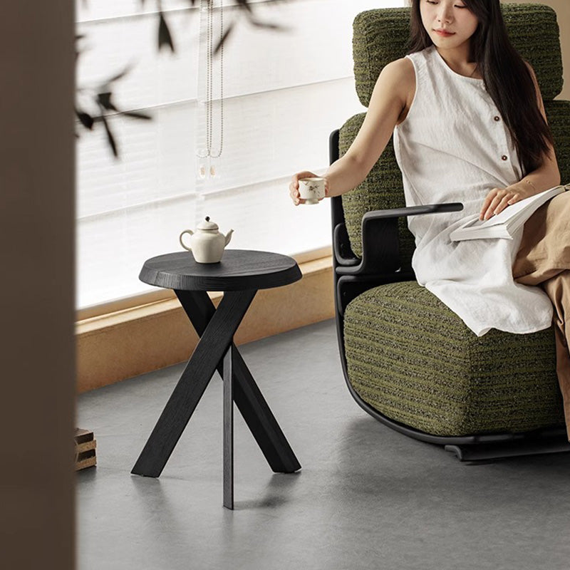 White ash wood bonfire-shaped wooden side table