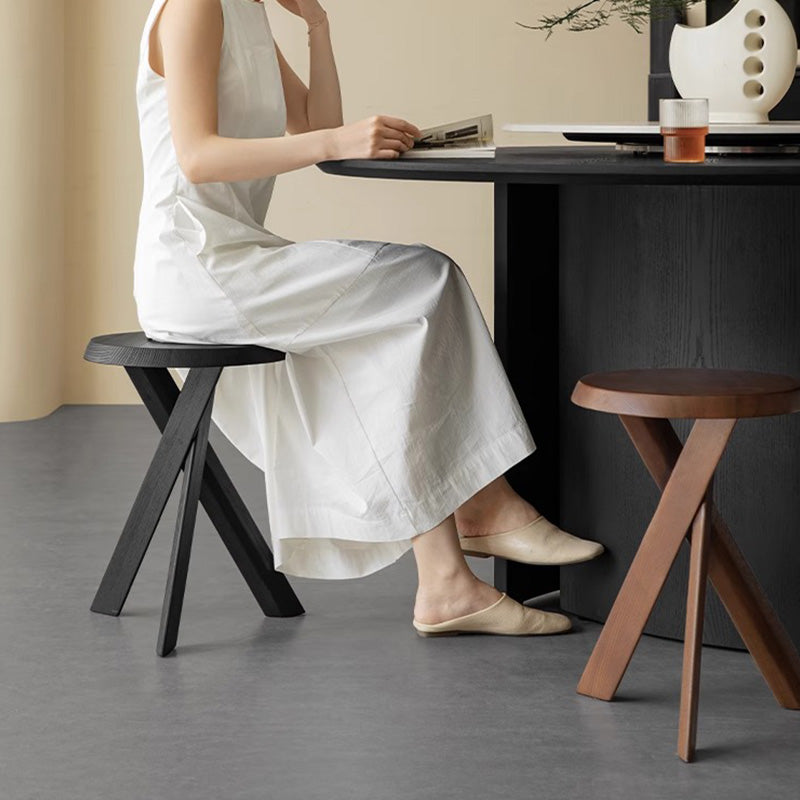 White ash wood bonfire-shaped wooden side table