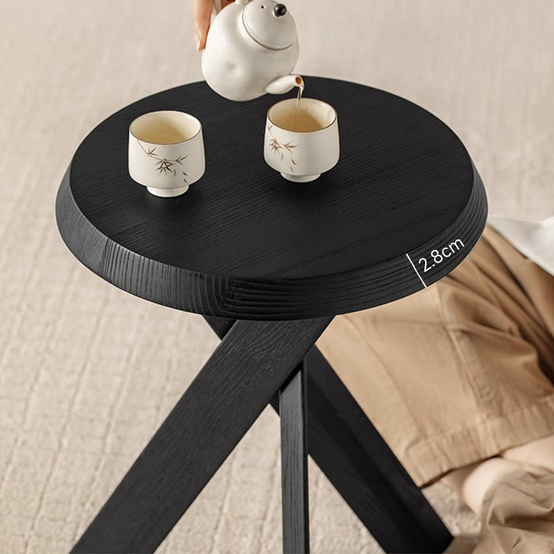 White ash wood bonfire-shaped wooden side table