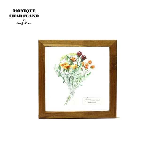 GLASS FRAME FLOWER ORANGE