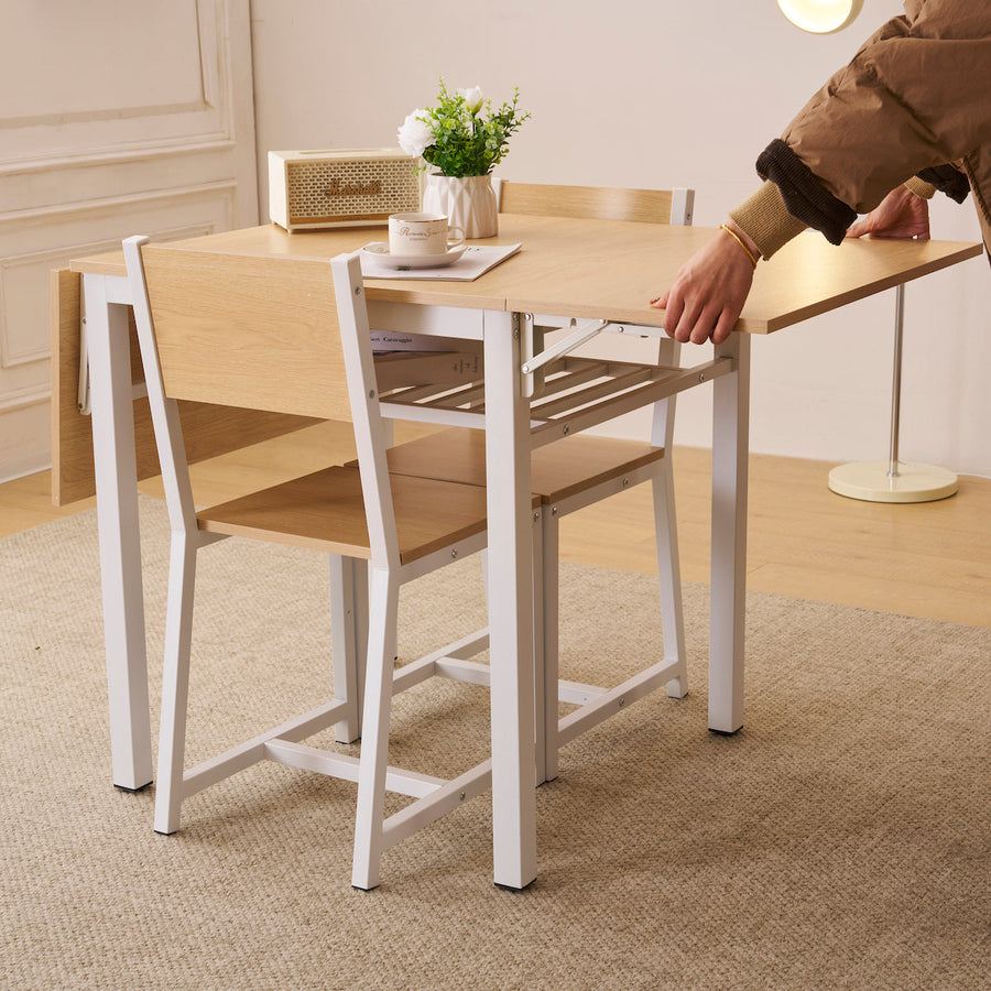 Wooden folding dining set of 3