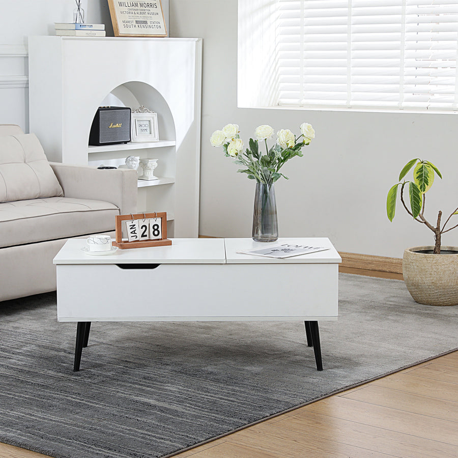 Height-adjustable low table with storage