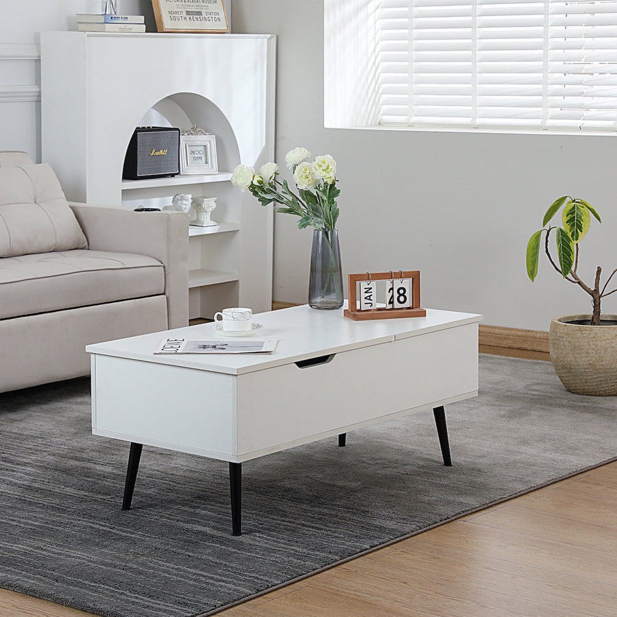 Height-adjustable low table with storage
