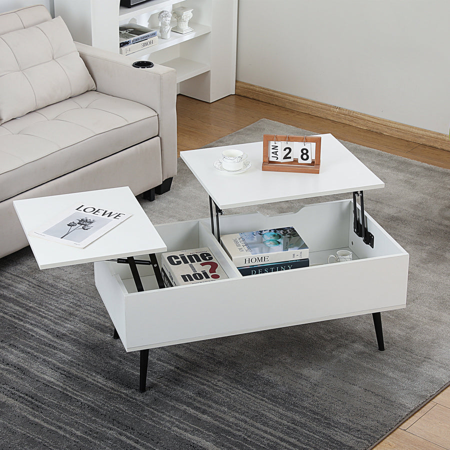 Height-adjustable low table with storage