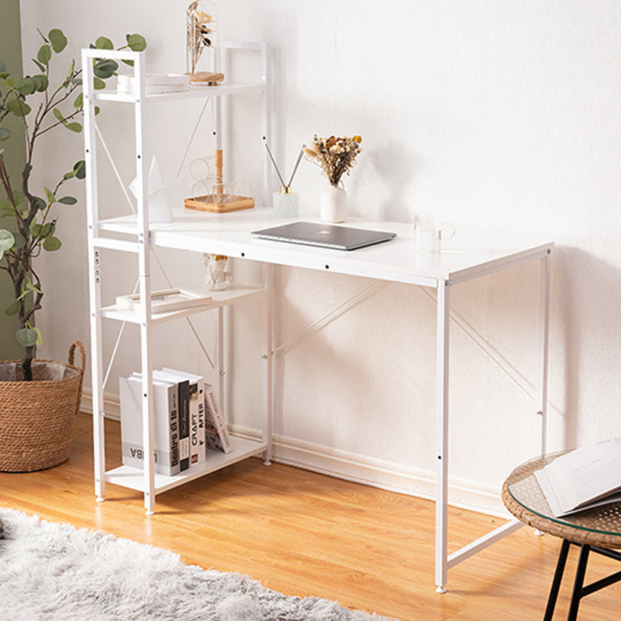 Work desk with wooden shelf