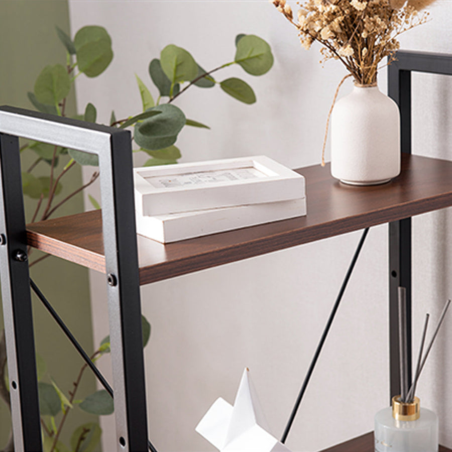 Work desk with wooden shelf