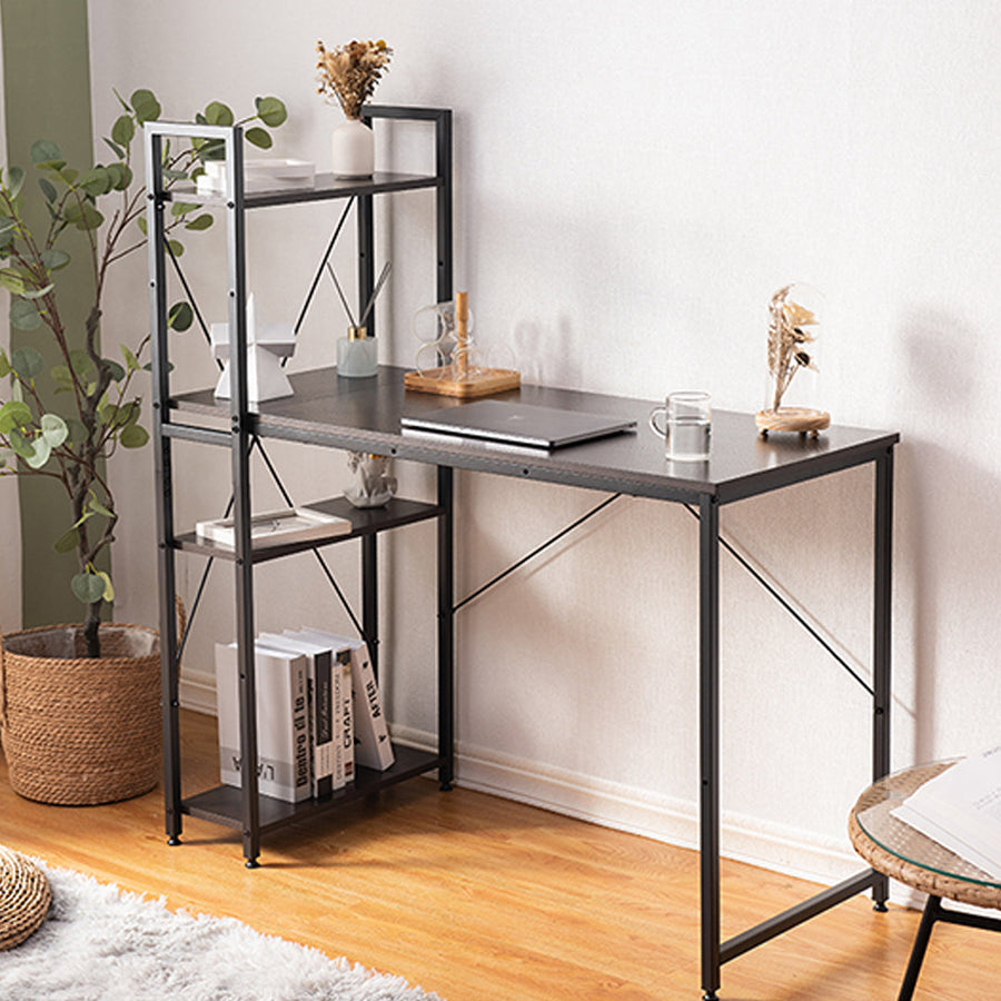 Work desk with wooden shelf
