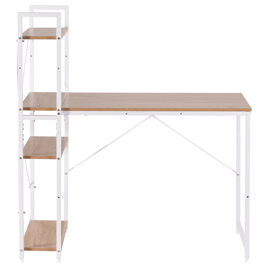 Work desk with wooden shelf